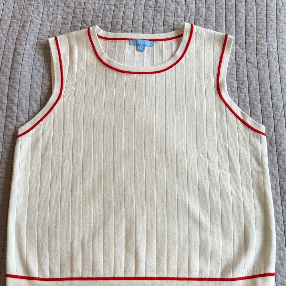 Draper James White Tank with Red Accents - Picture 5 of 6